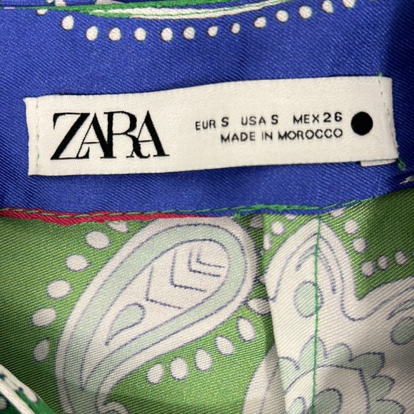 Zara Printed High Waisted Skirt With Knot Pareo MIDI Green Paisley Small - Picture 9 of 9